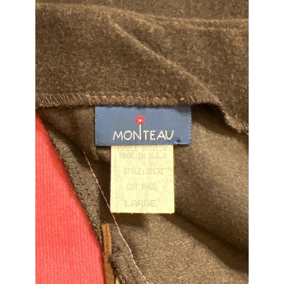 Y2K Monteau Chocolate Brown Pink Faux Suede Knee Length Skirt Sz L Women - Picture 7 of 9